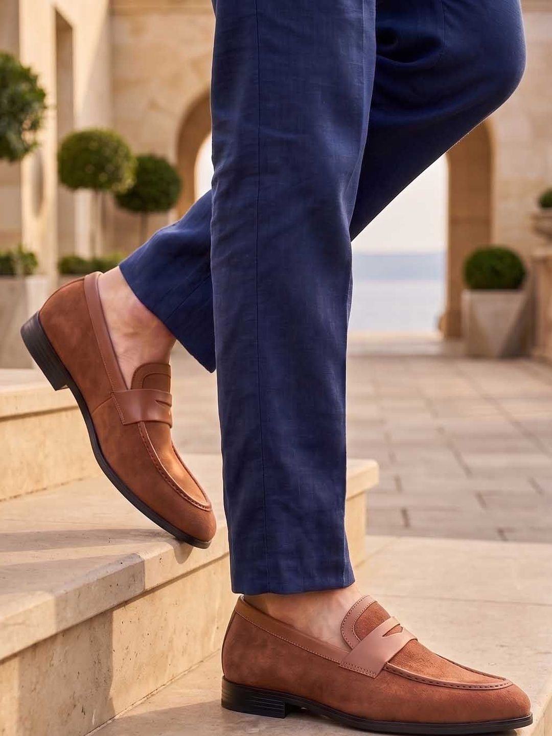 HERE&NOW Men Synthetic Leather Round Toe Slip-On Formal Loafers