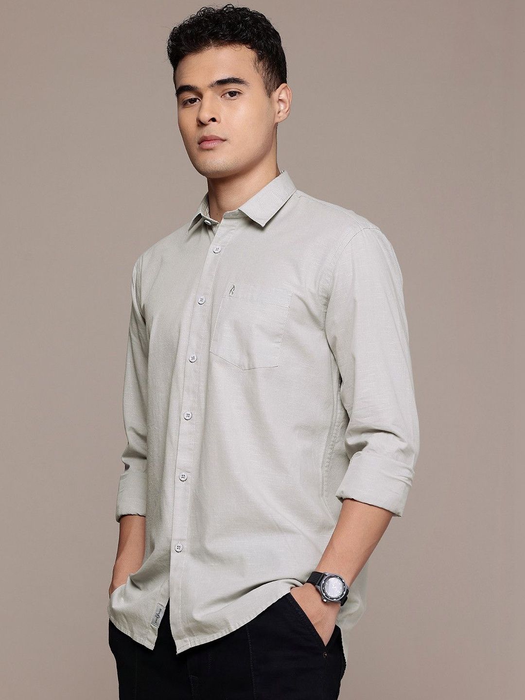 BS BLUE SQUAD Cotton Linen Casual Shirt