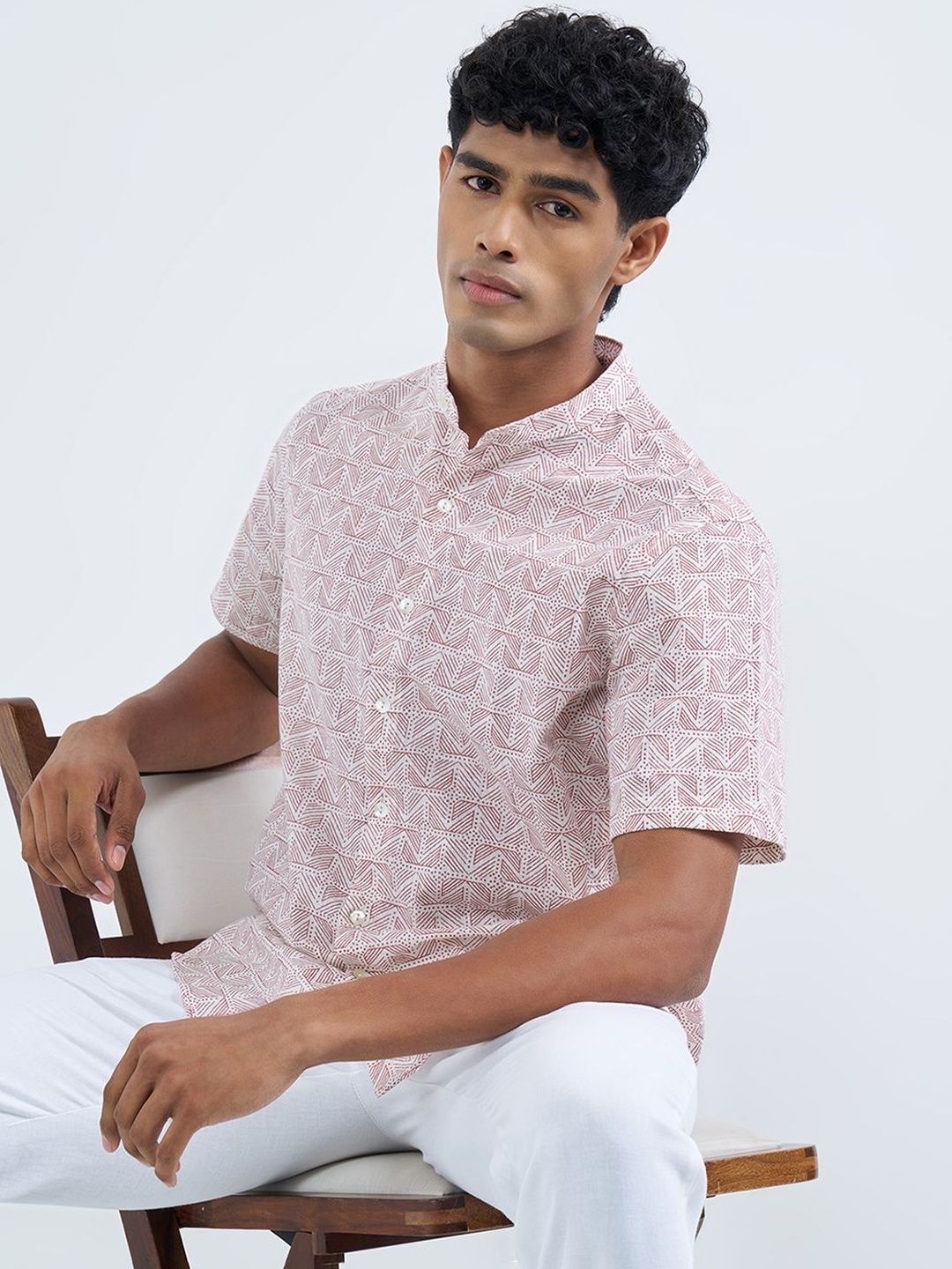indus route by Pantaloons Men Geometric Printed Kurta