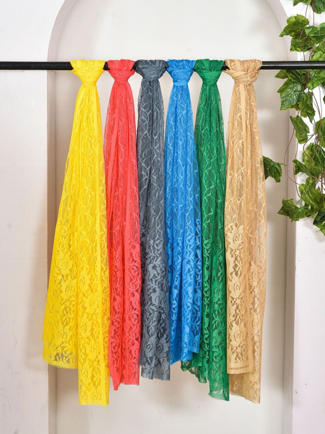 Kuhika Pack Of 6 Woven Design Dupatta