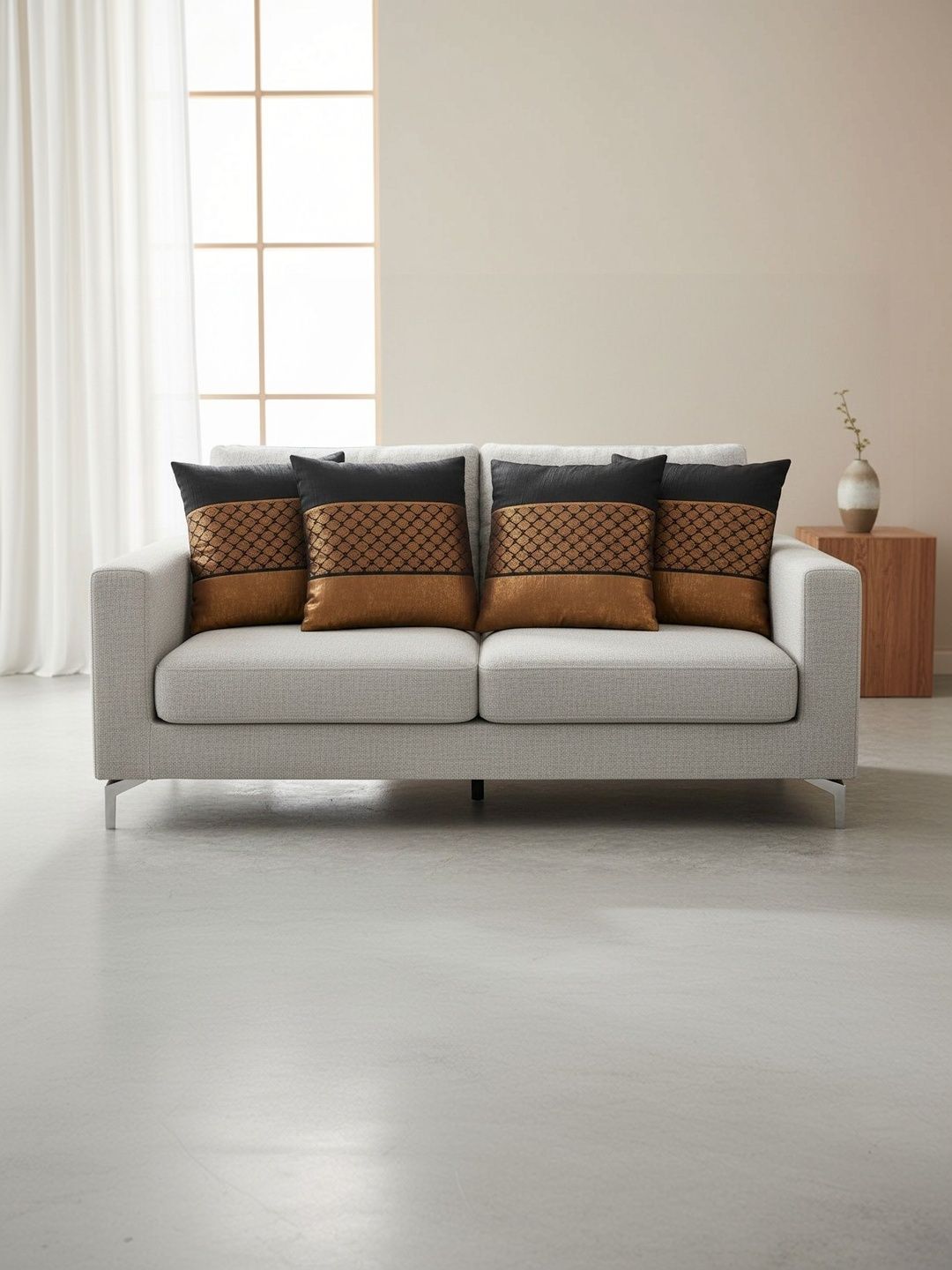 Themes Furnishings & Decor Themes Furnishings & Decor Gold-Toned Set of 4 Jacquard Square Cushion Covers