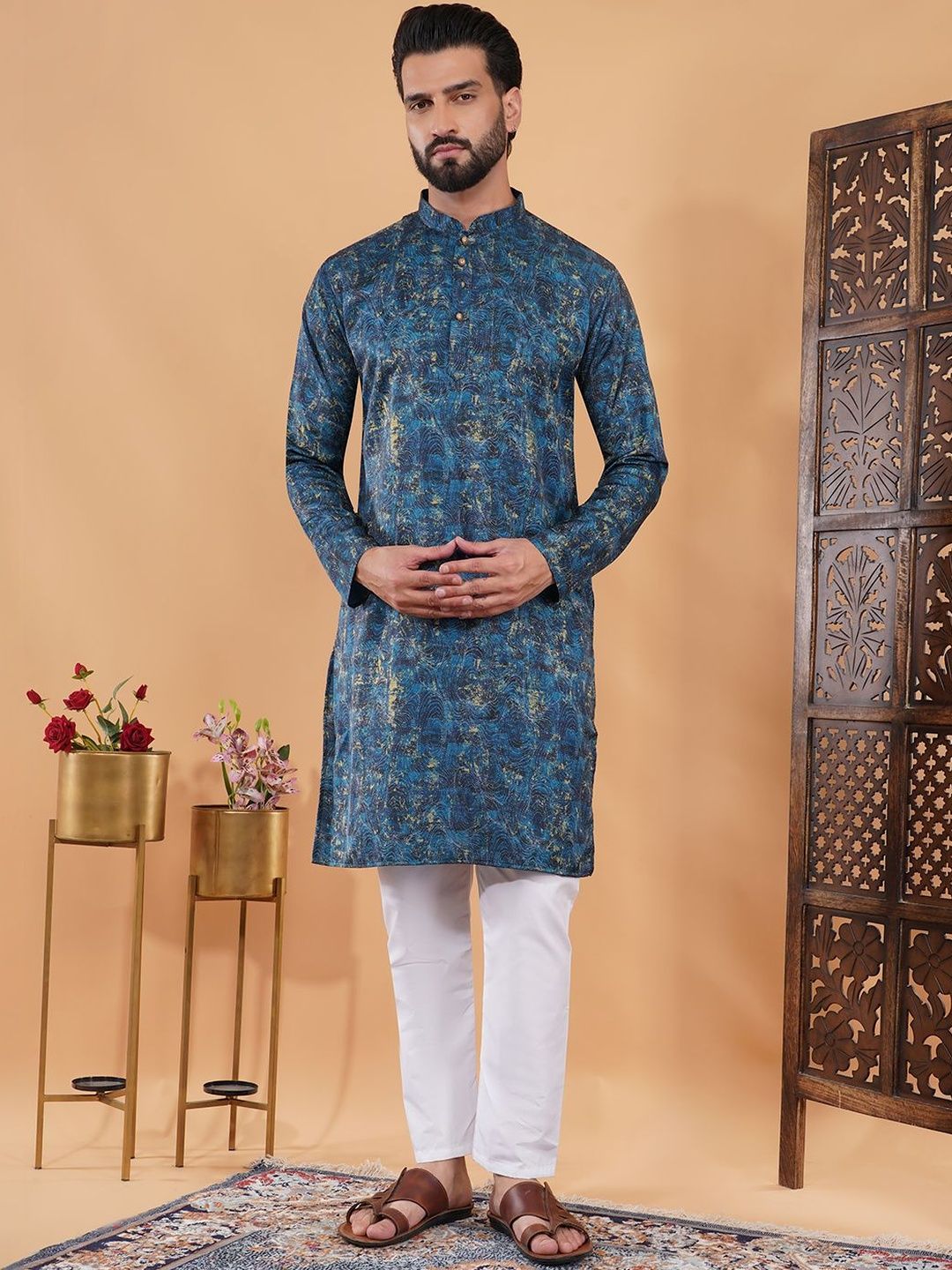 HERE&NOW Men Printed Indie Prints Kurta