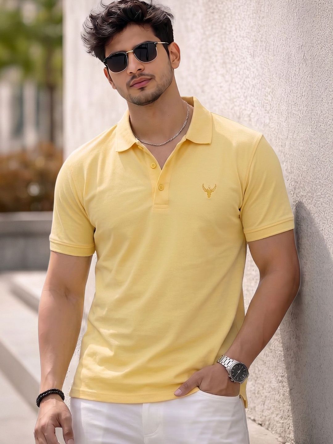 Utopium Men Polo Collar T-shirt