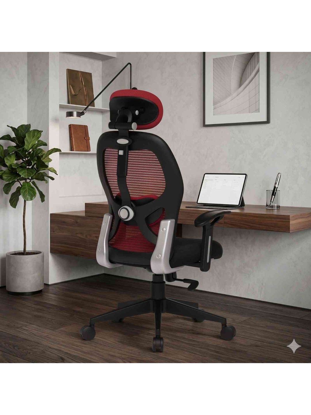 COZY CUB Red & Black Adjustable Seat Height Study Arm Chair
