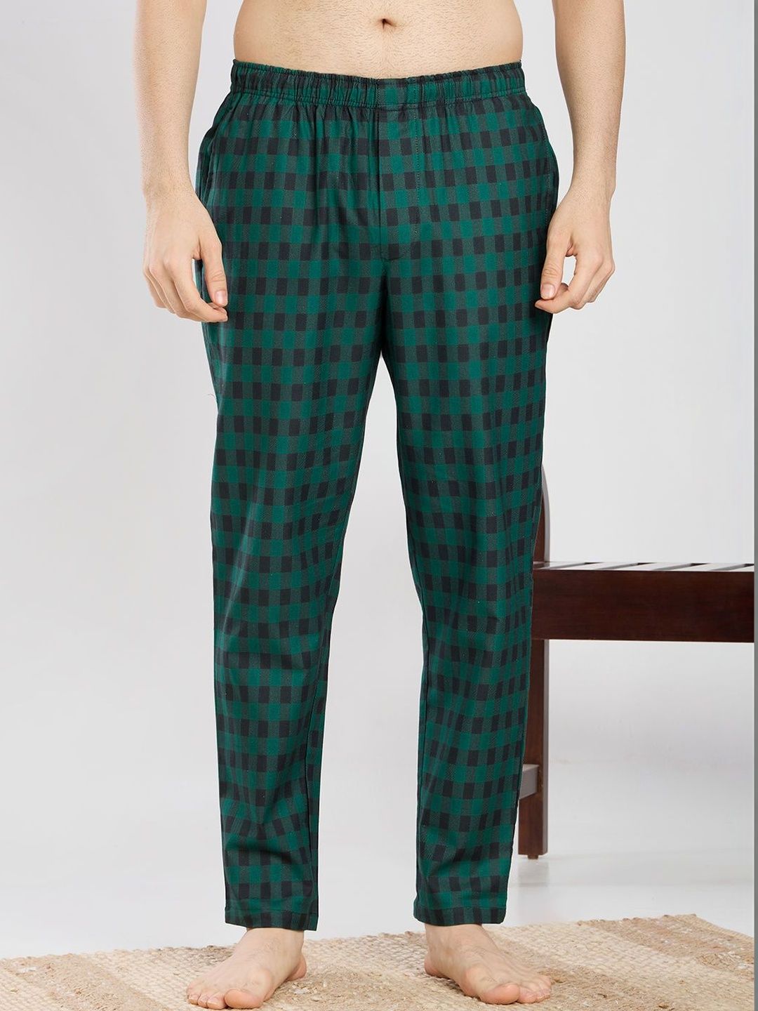ETC Checked Mid-Rise Straight Lounge Pants