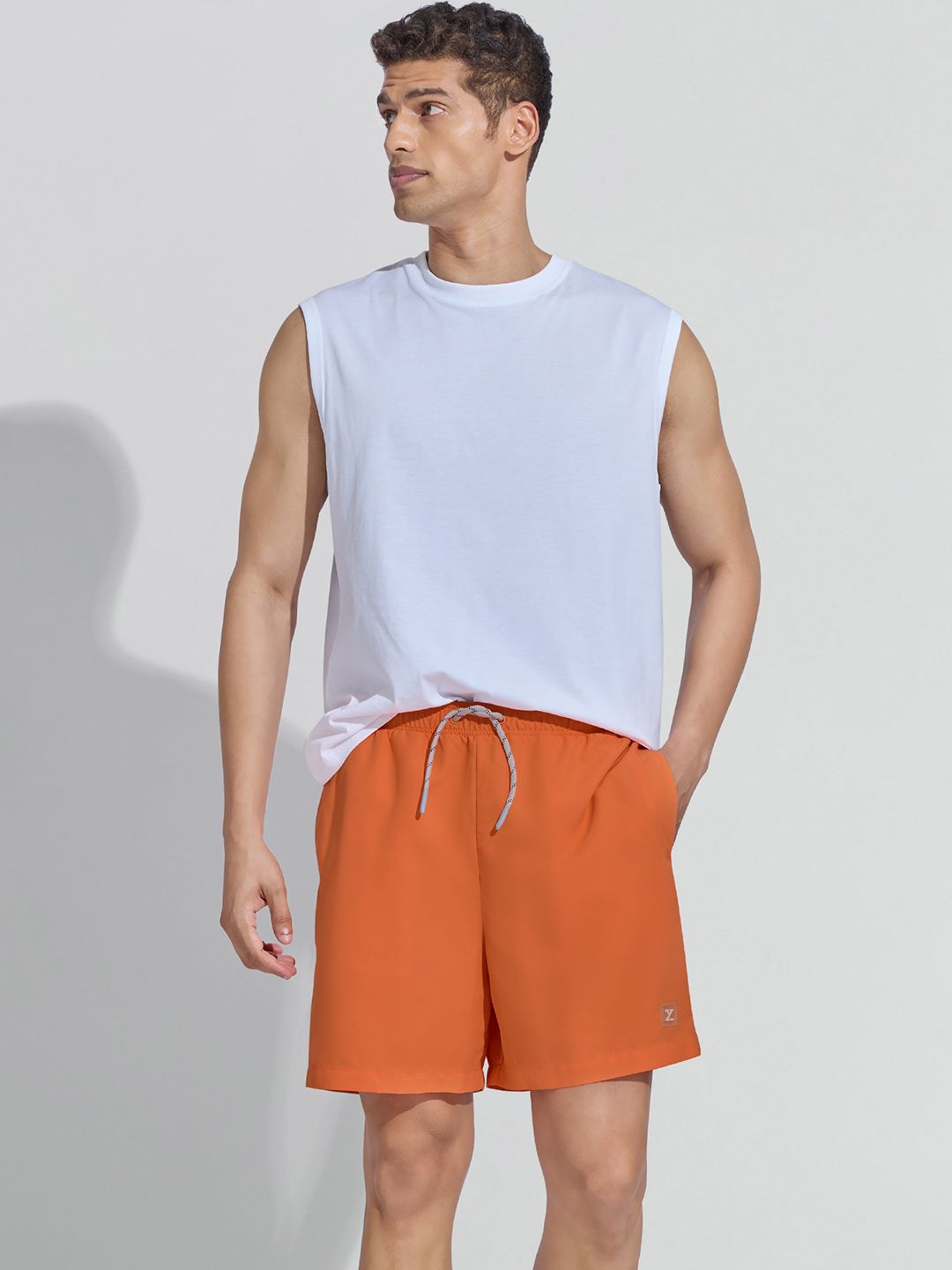 Buy XYXX Men Solid Aqua Honey Orange Regular fit Quick Dry Swim