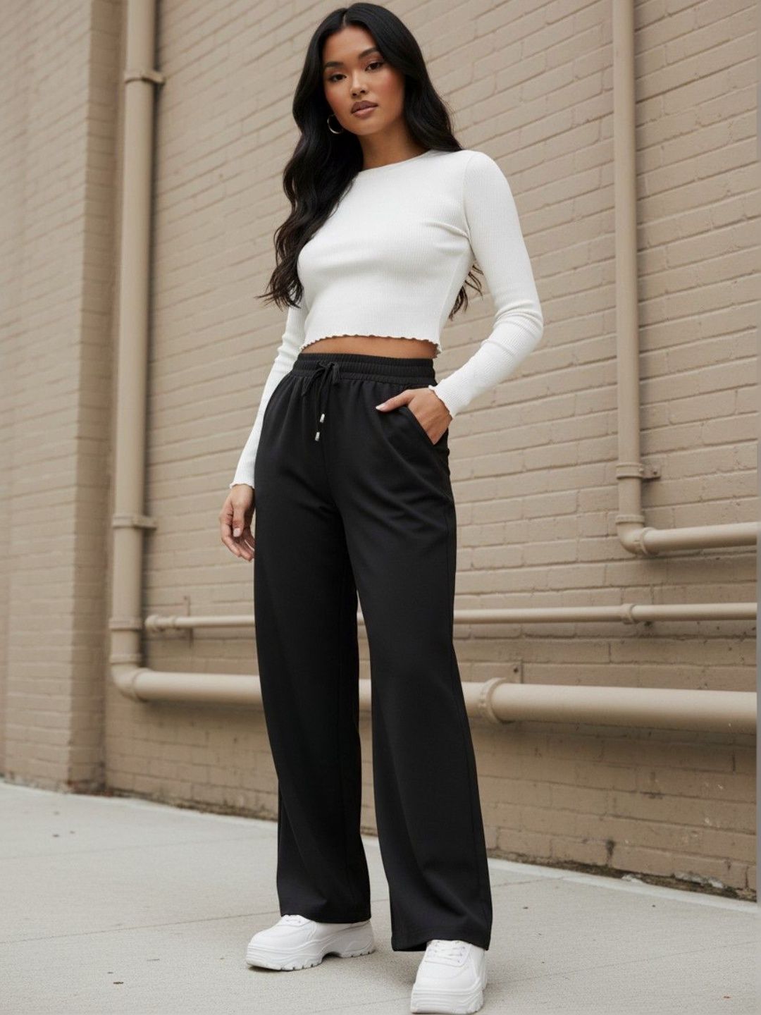 SZN Pack Of 2 Women Smart High-Rise Wrinkle Free Trousers