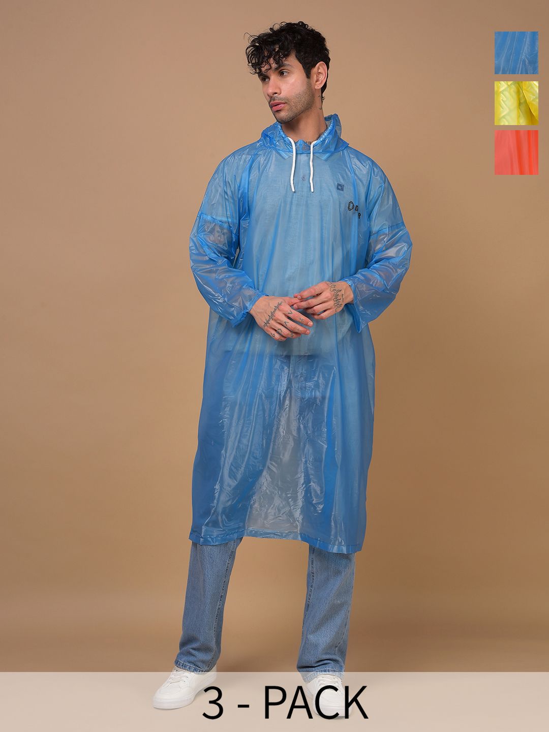 Dollar Unisex Waterproof PVC Rain Poncho with Adjustable Hood