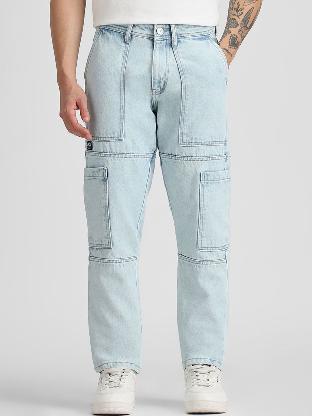 Klub Fox Men Straight Fit Denim Cargos Jeans