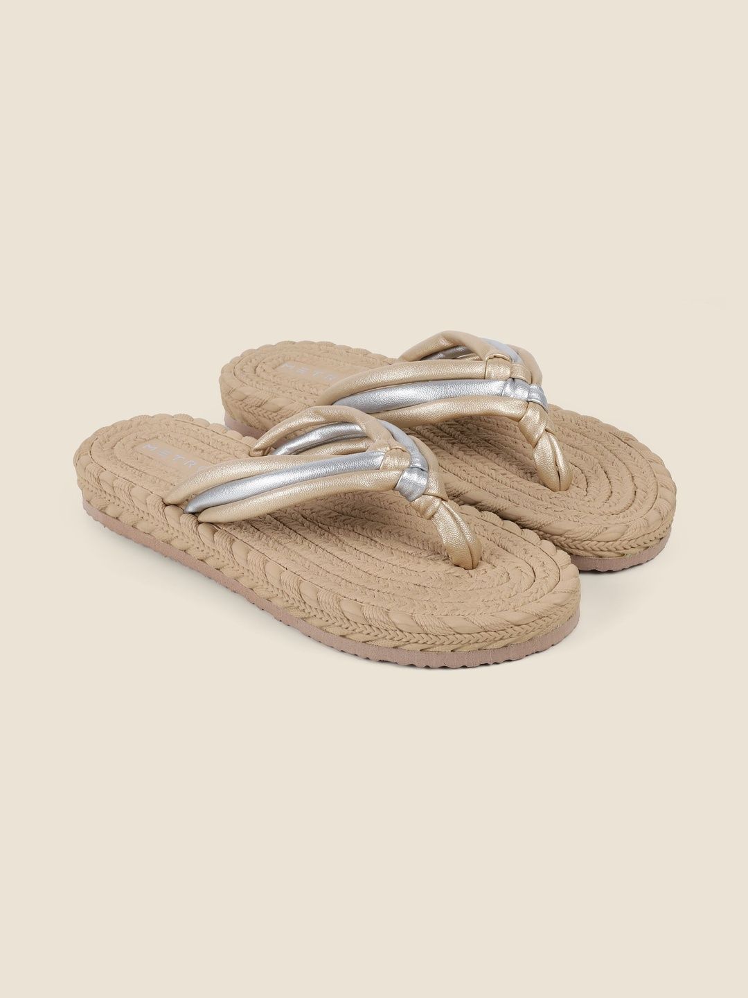 Metro Metro Women Textured T-Strap Flats