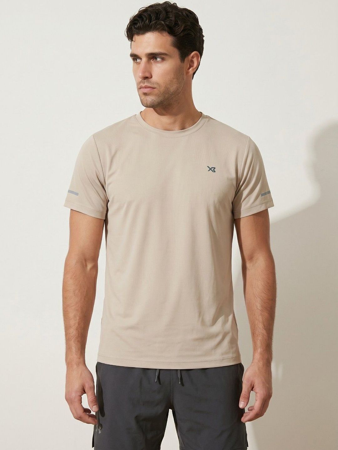 CROSS BENCH Men Brand Logo Printed Anti Static T-shirt