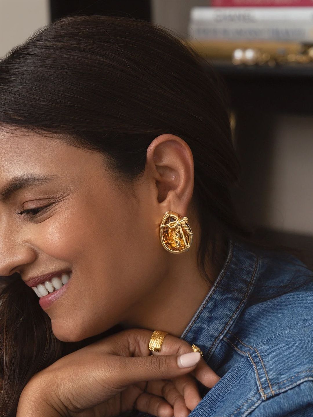 Buy Amama 22kt Gold Plated Stud Earrings - Earrings for Women
