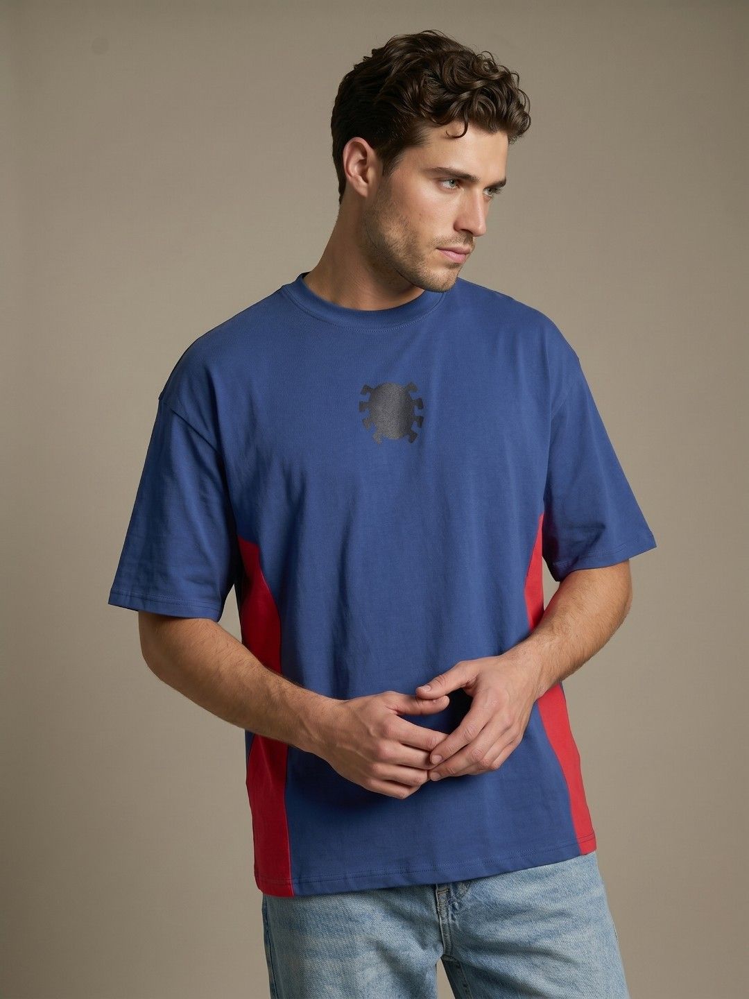 glitchez Drop-Shoulder Sleeves Oversized Fit T-shirt