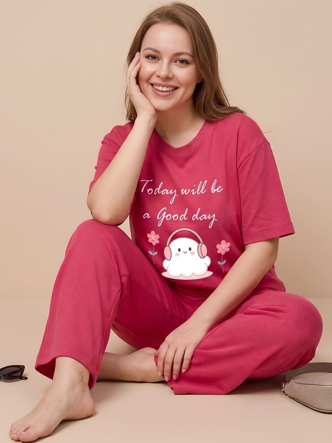 My Swag Cotton Printed T-shirt with Trousers