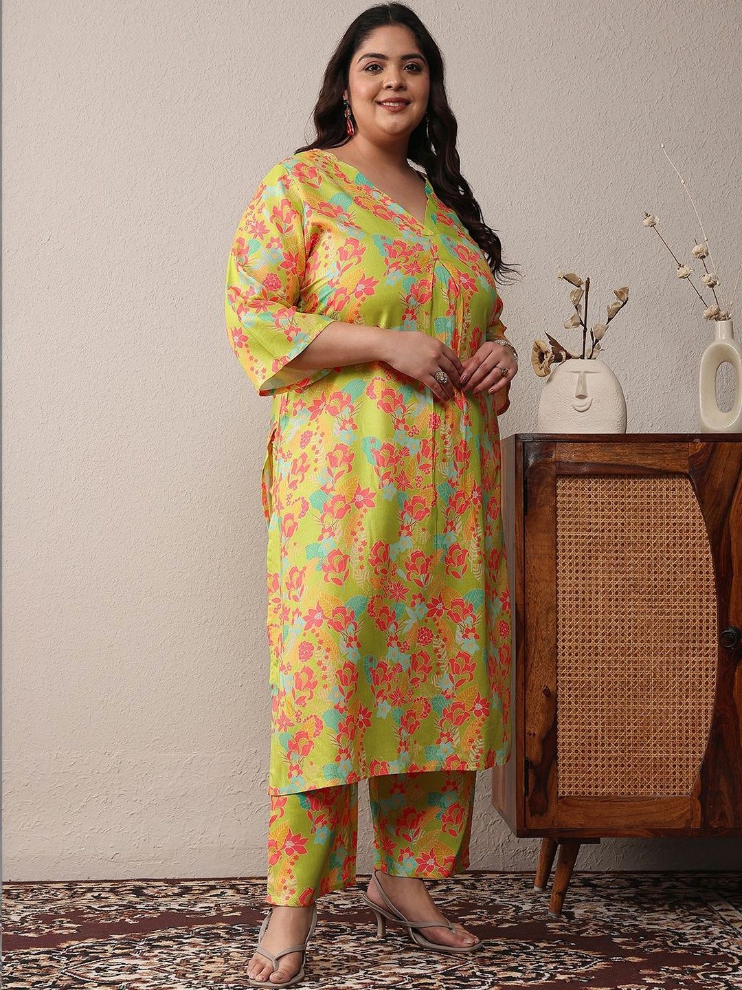 EXTRA LOVE BY LIBAS EXTRA LOVE BY LIBAS Plus Size Floral Printed Tunic with Palazzos