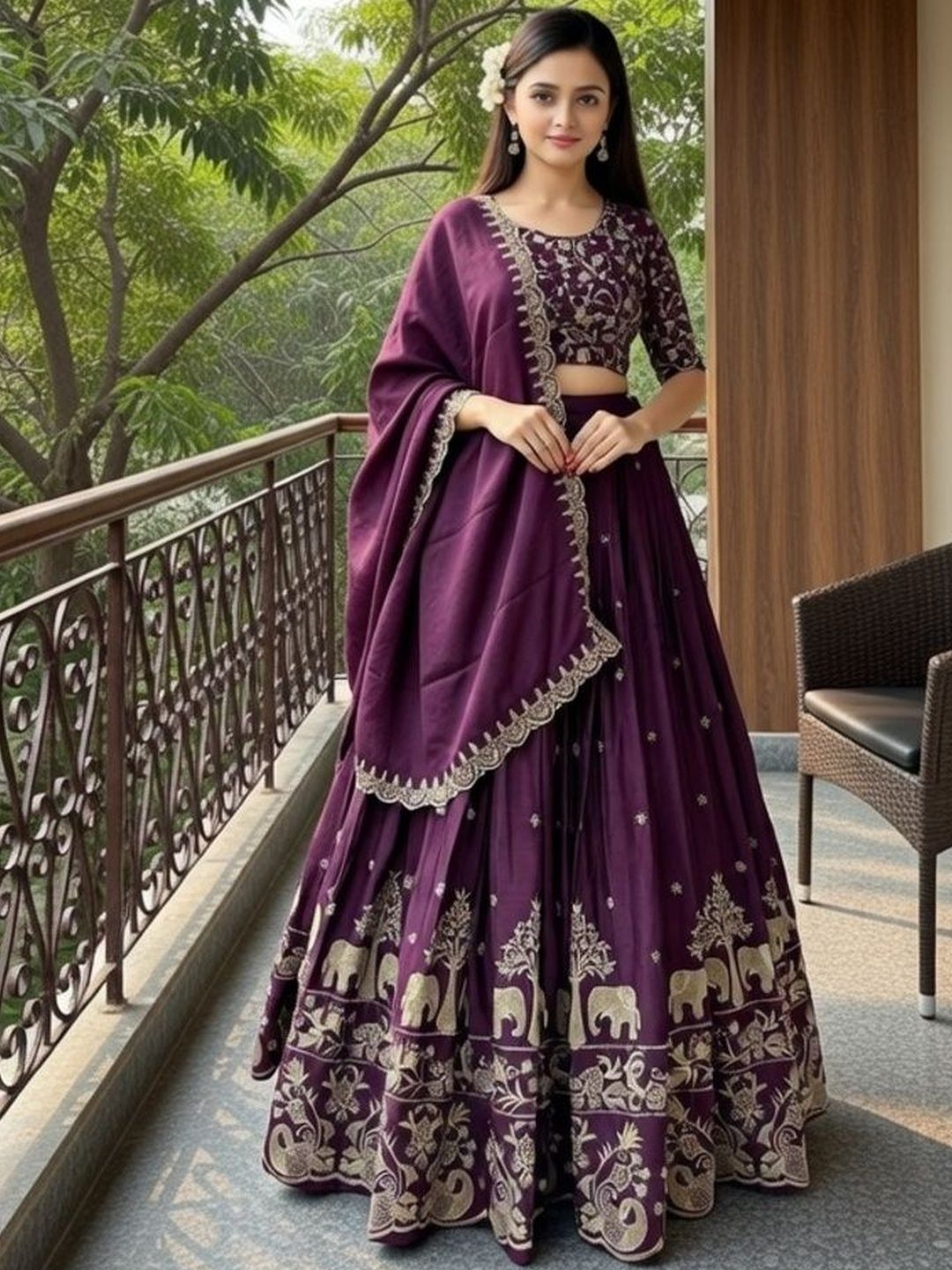 Closin Girls Embroidered Thread Work Ready to Wear Lehenga & Blouse With Dupatta