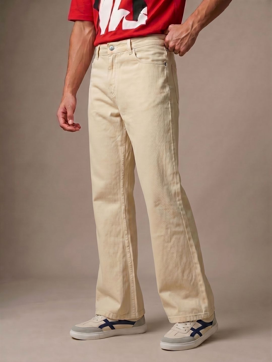 glitchez Men Pure Cotton Bootcut Mid-Rise Jeans