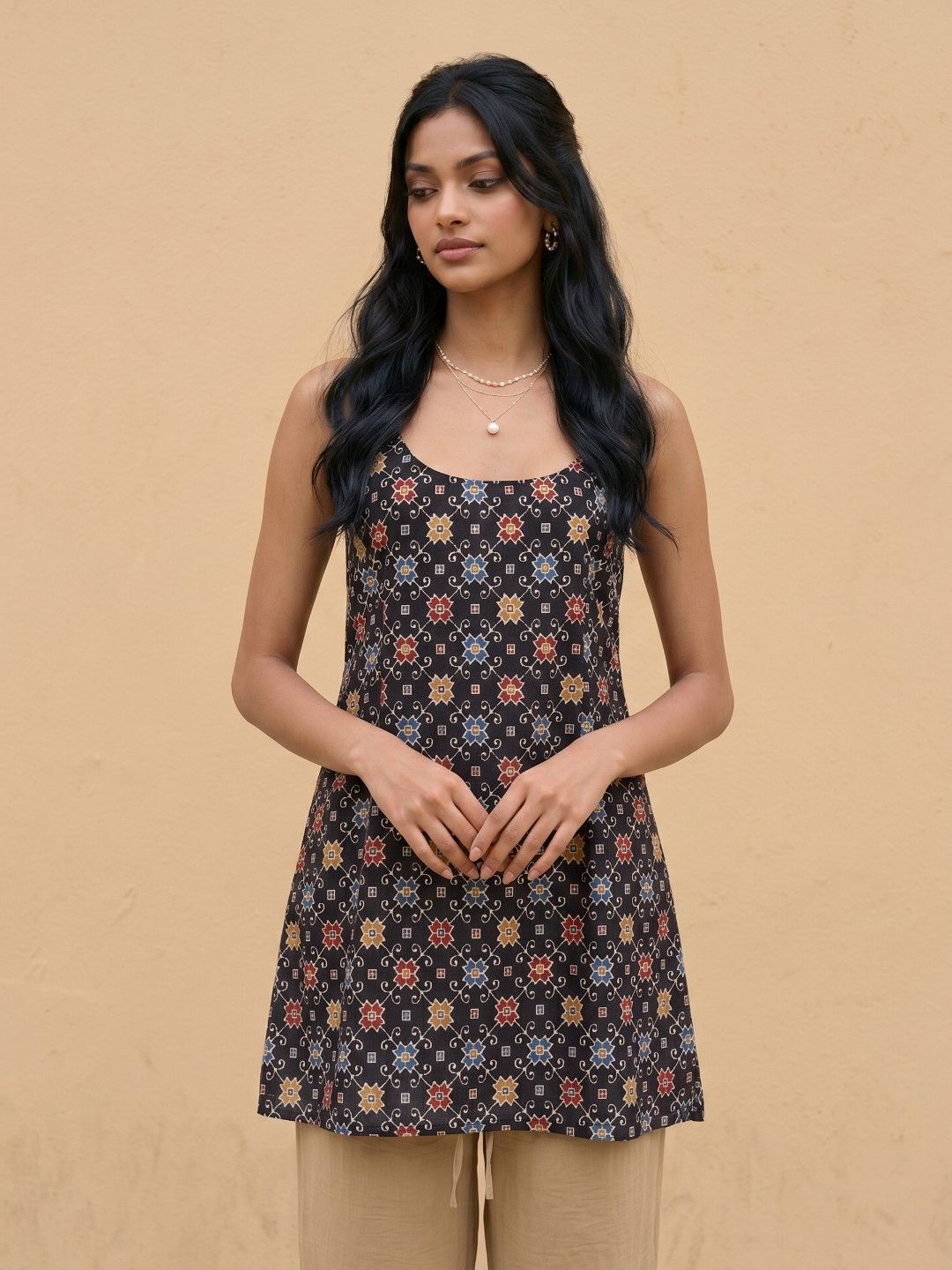 fusion by glitchez Geometric Printed Pure Cotton Kurti