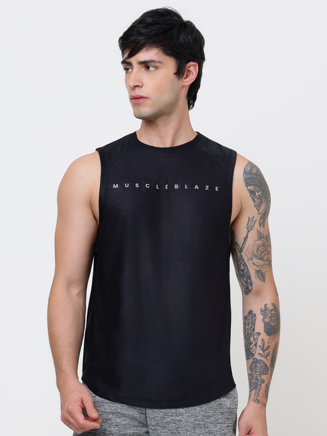 MuscleBlaze Men Brand Logo Printed Round Neck Compression T-shirt