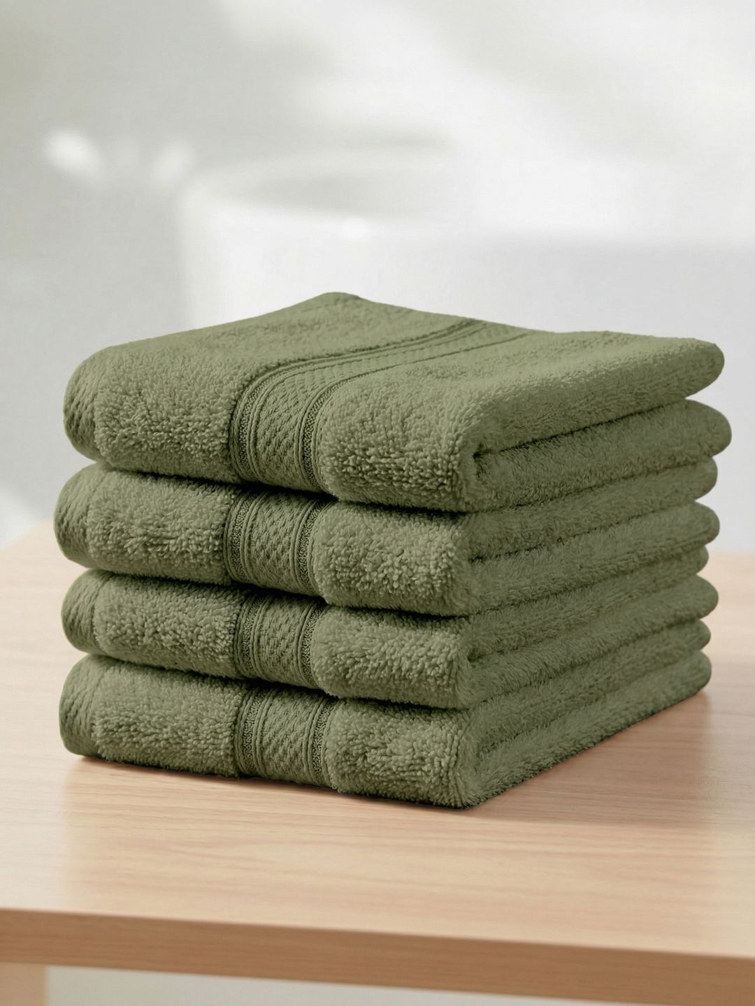 Monte Carlo Monte Carlo 4-Pcs Olive Green 600 GSM Face Towels
