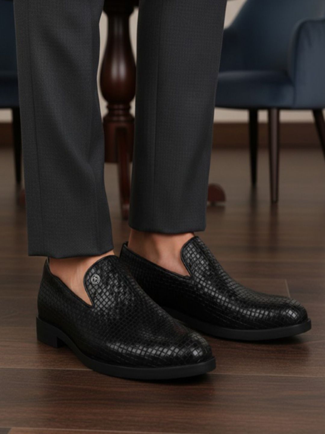 Alberto Torresi Alberto Torresi Men Leather Woven Design Formal Slip On