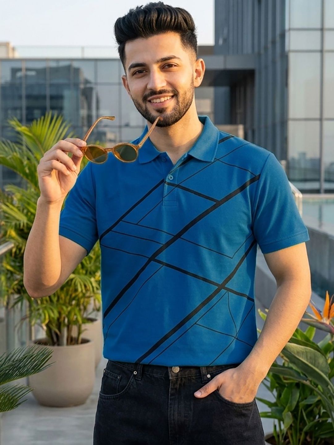 SZN Men Printed Polo Collar T-shirt