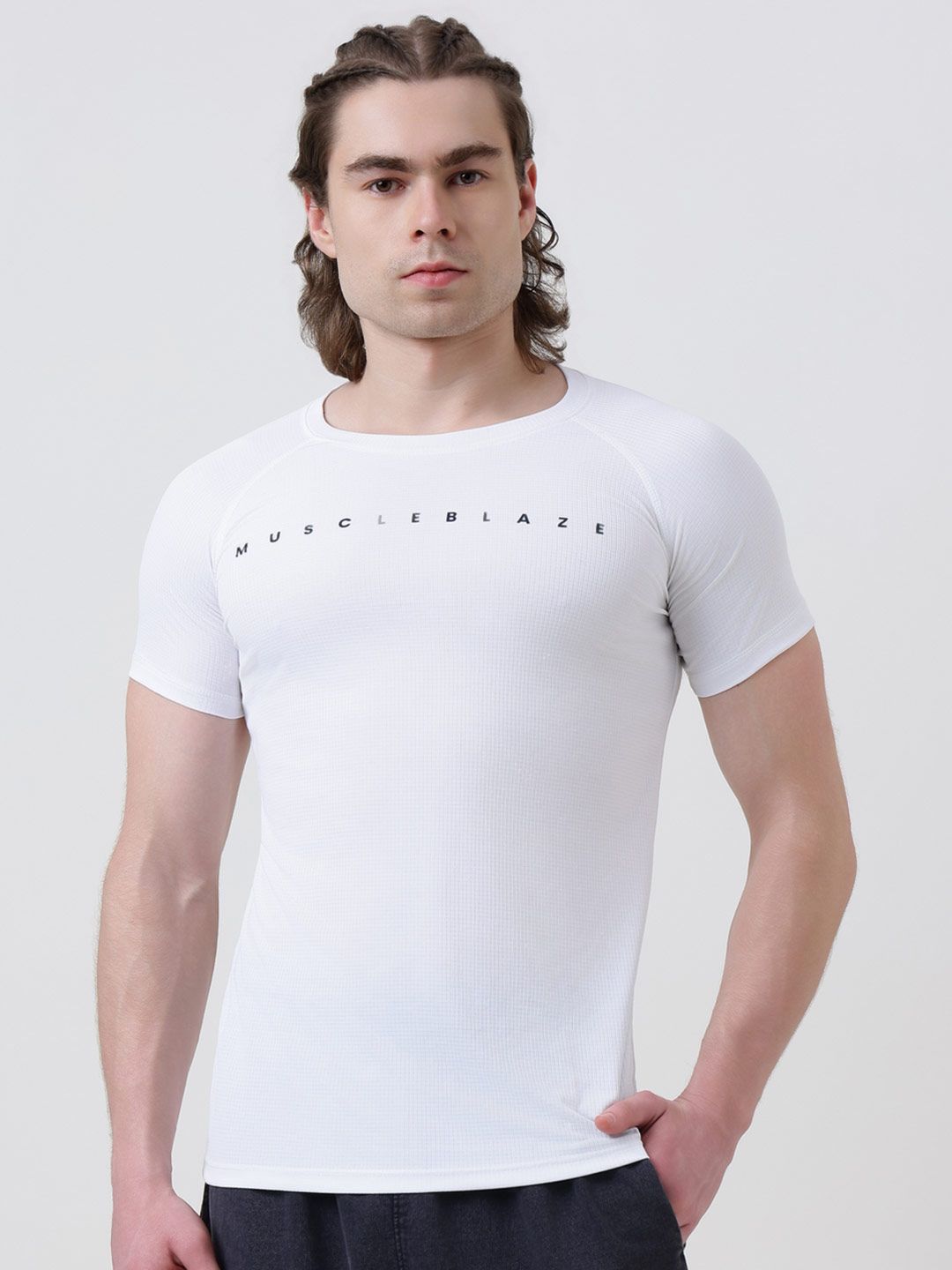 MuscleBlaze Unisex Typography Printed Round Neck Slim Fit T-shirt