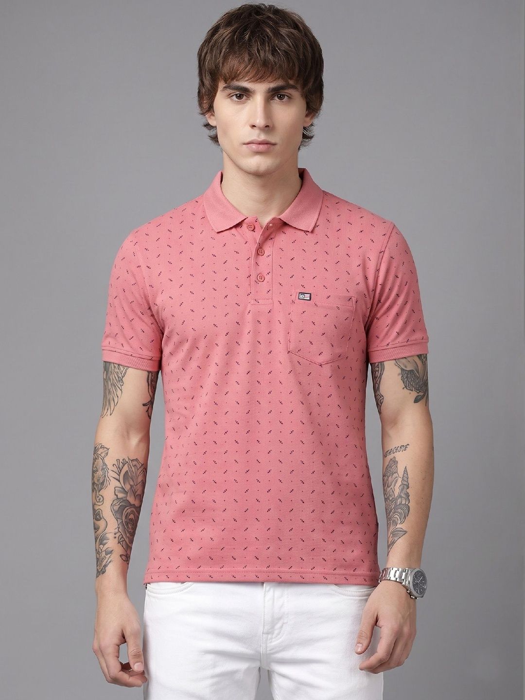 SANDPIPER Men Printed Polo Collar Pockets T-shirt
