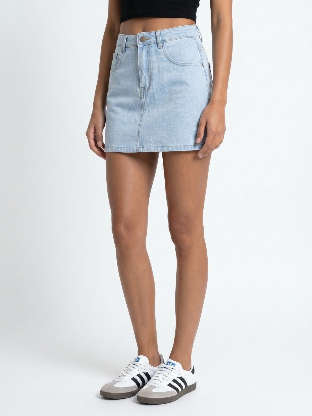 glitchez Women Mini Straight Fit Denim Skirt
