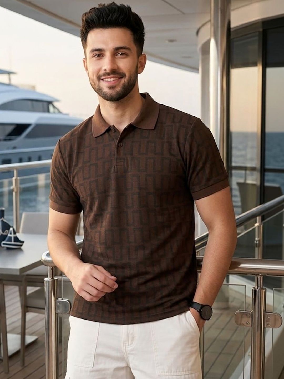 YONGE Men Polo Collar T-shirt