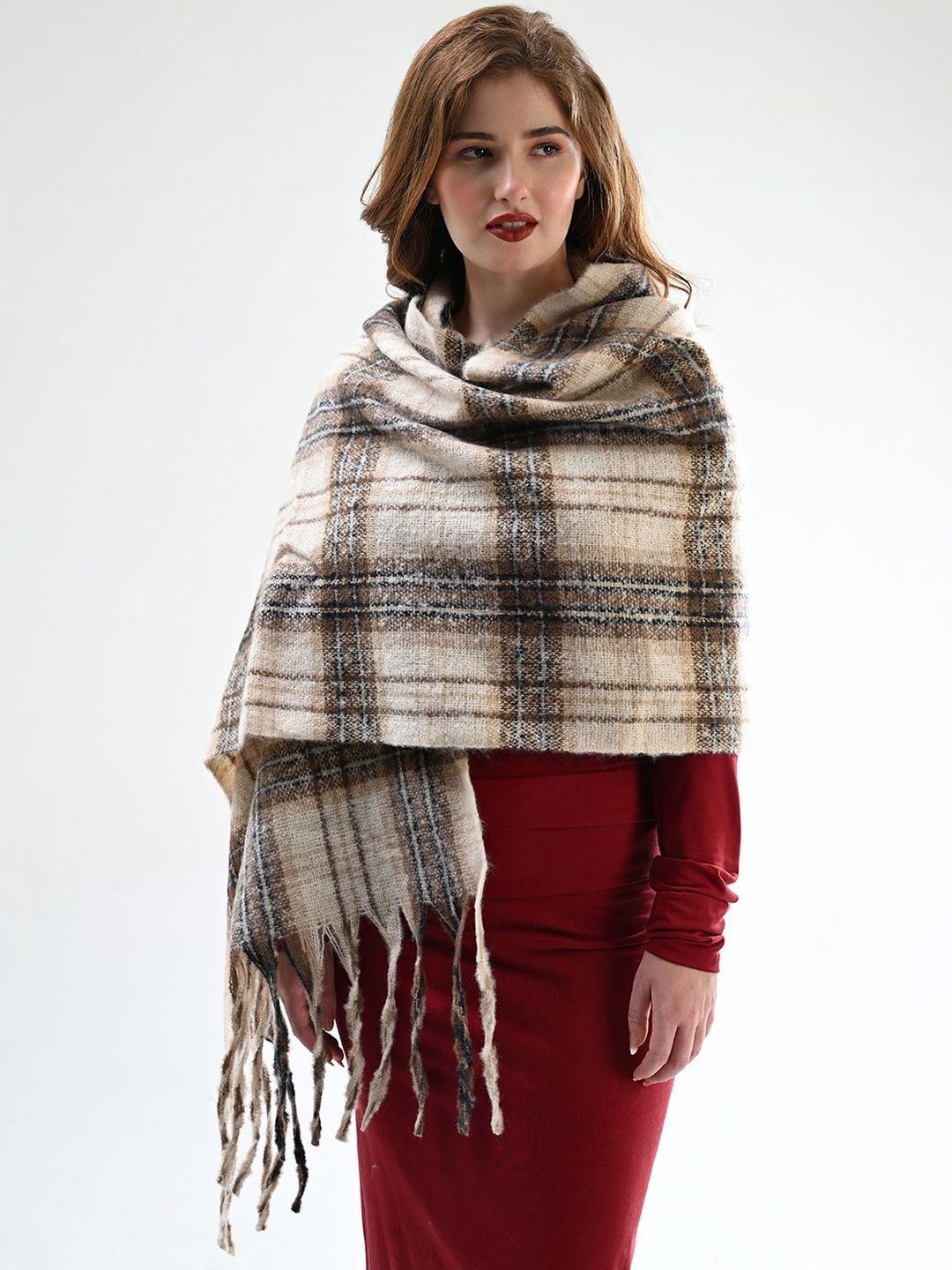 Cazzano Women Striped Embroidered Shawl