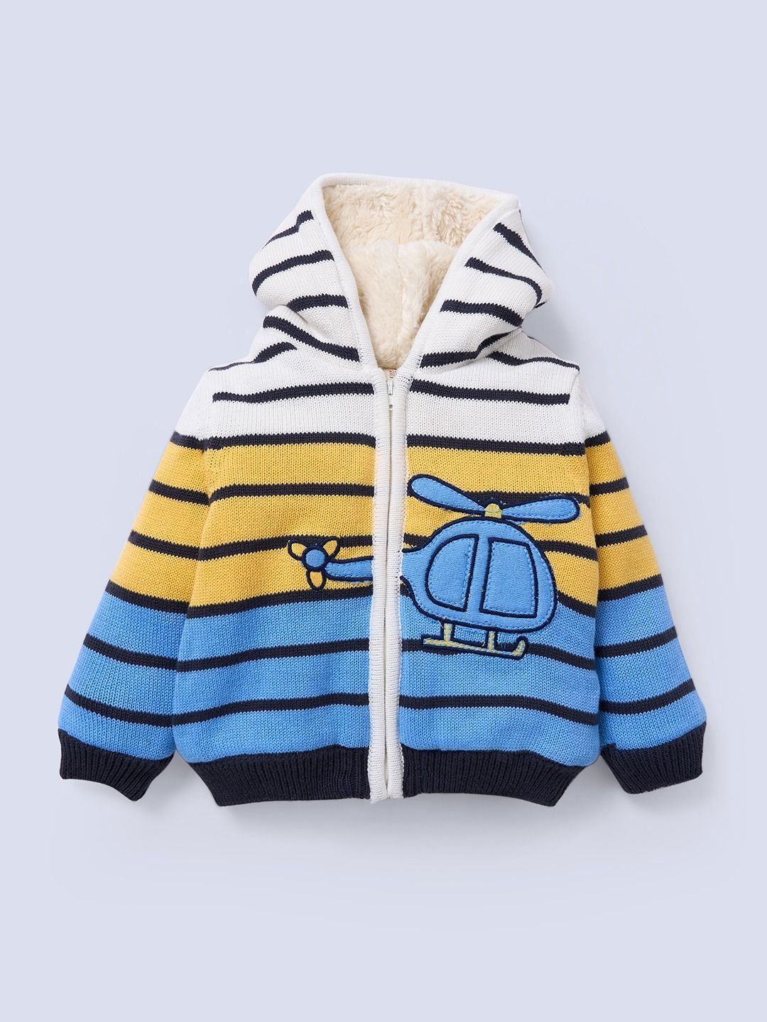 Ed-a-Mamma Boys Striped Padded Jacket with Embroidered