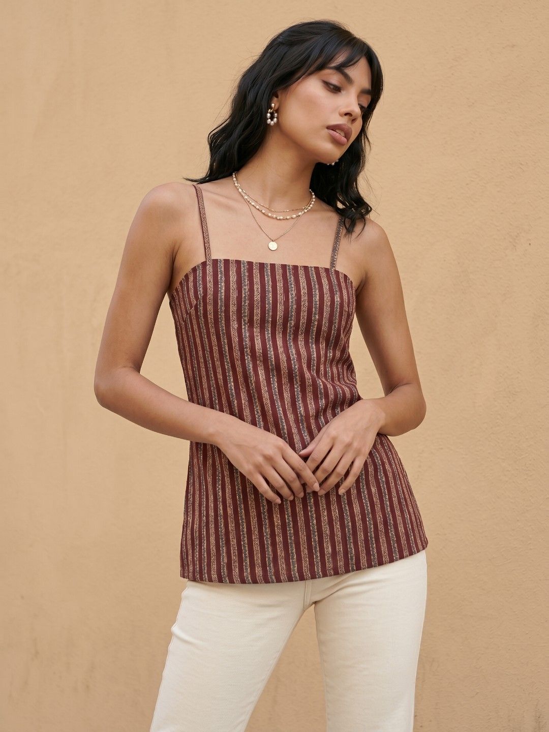 fusion by glitchez Striped Pure Cotton Kurti