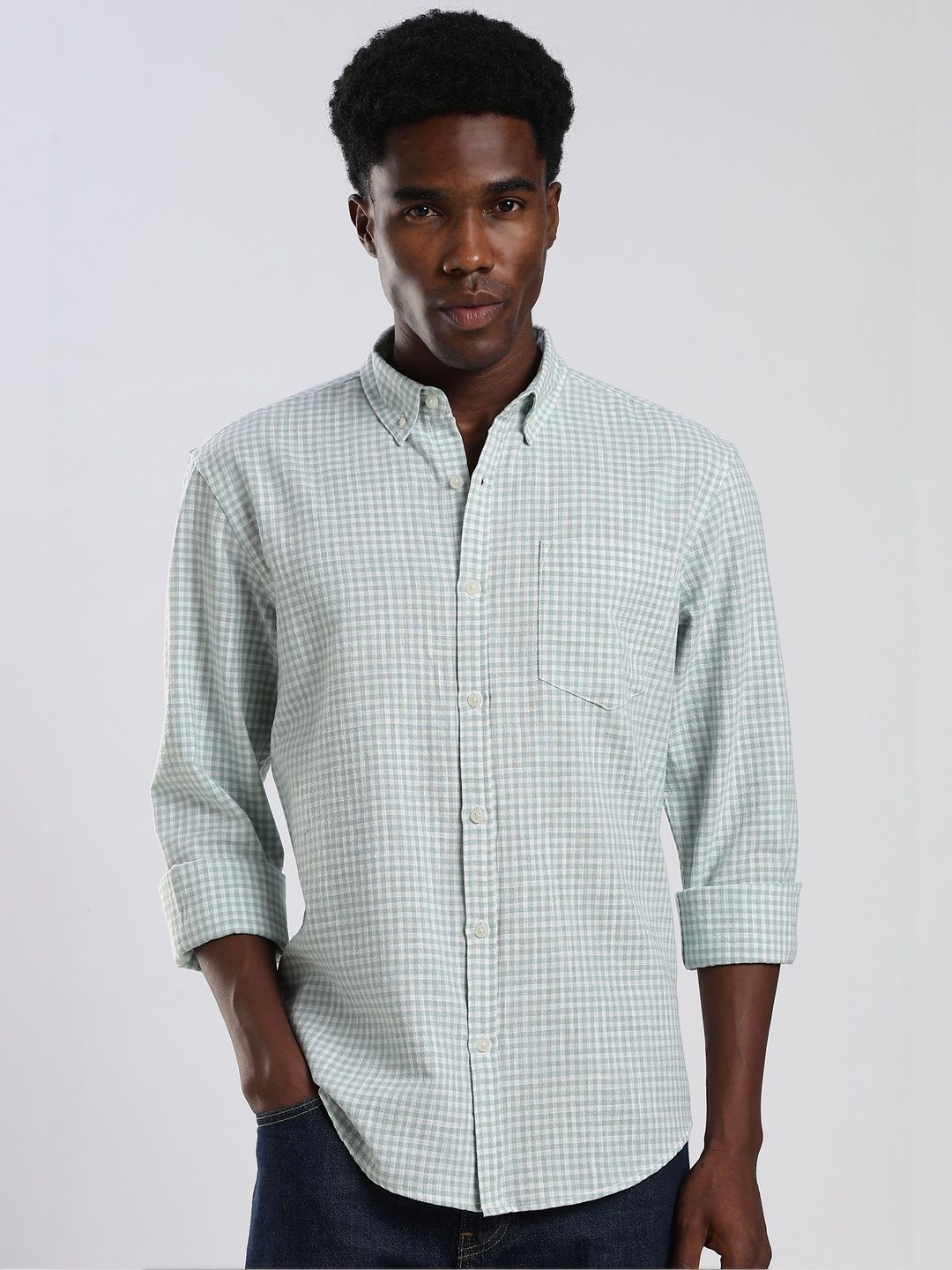 HERE&NOW Men Gingham Checks Checked Casual Shirt