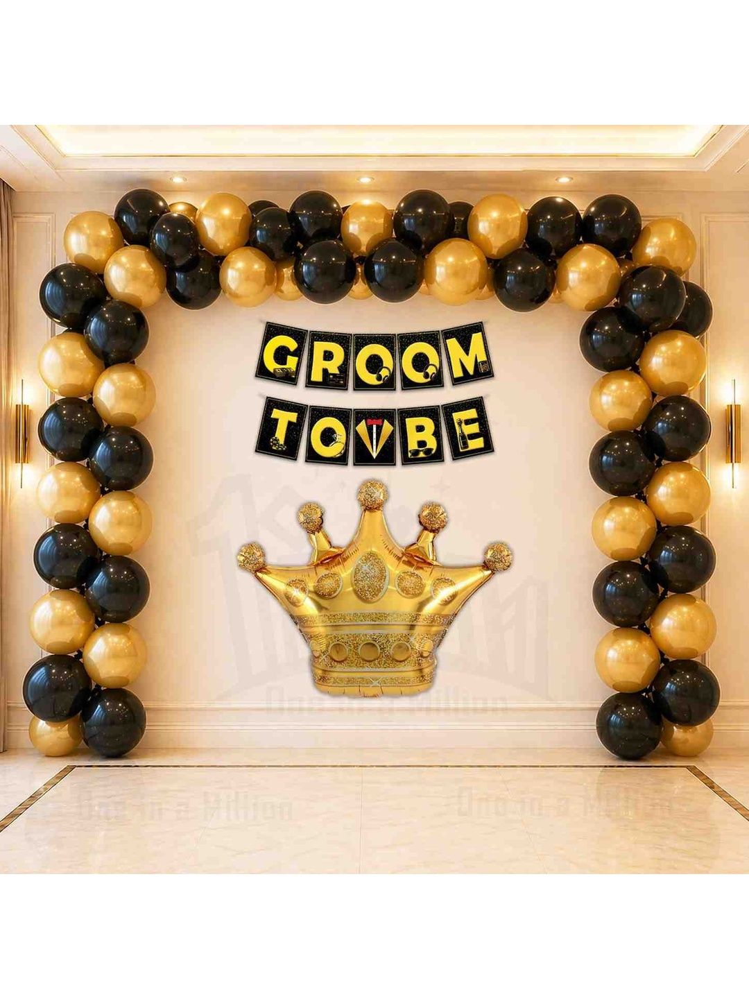 1iAM Set Of 53 Yellow & Black Groom To Be Decoration Item Festive Decor