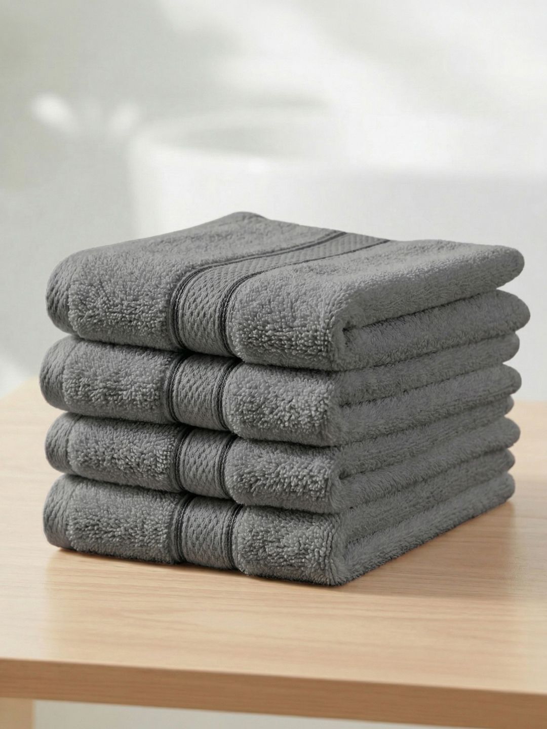 Monte Carlo Monte Carlo 4-Pcs Grey Pure Cotton 400 GSM Face Towels