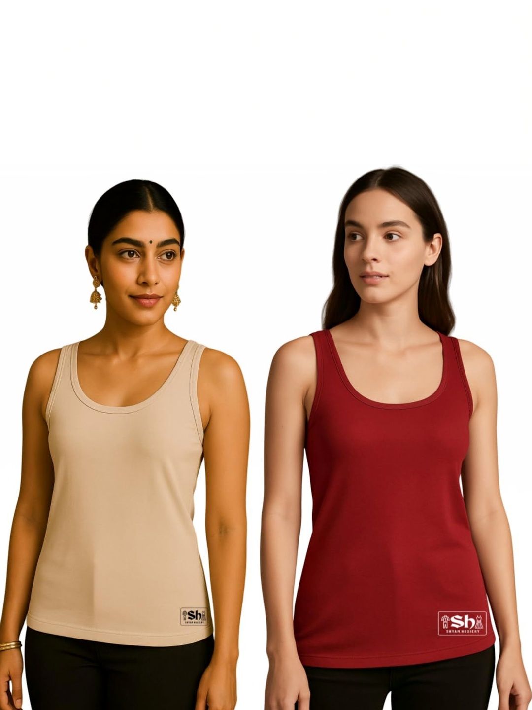 Shyam Hosiery Pack of 2 Cotton Non Padded Camisoles