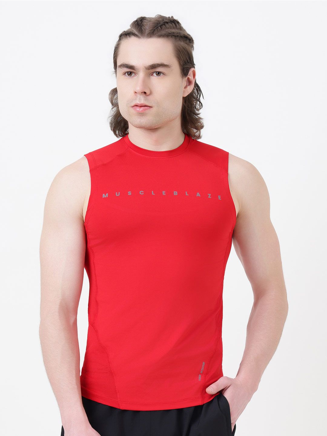 MuscleBlaze Unisex Brand Logo Printed Round Neck Compression T-shirt