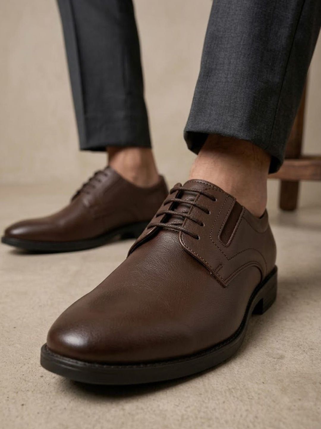 House of Pataudi Men Round Toe Lace-Ups Derbys Formal Shoes