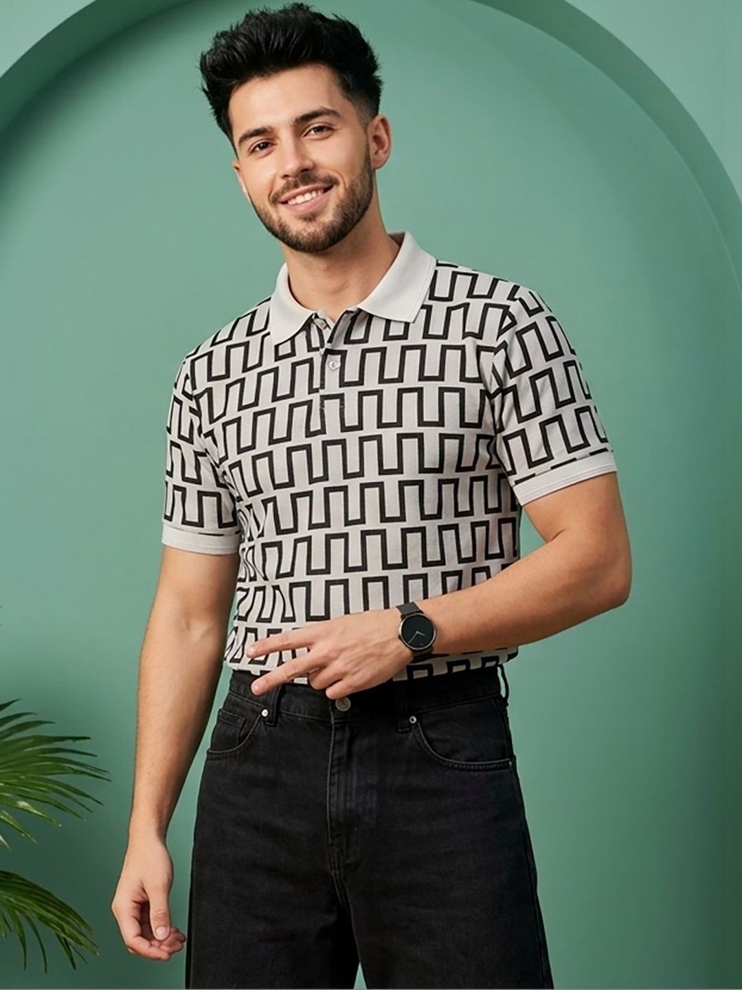 SZN Men Printed Polo Collar T-shirt