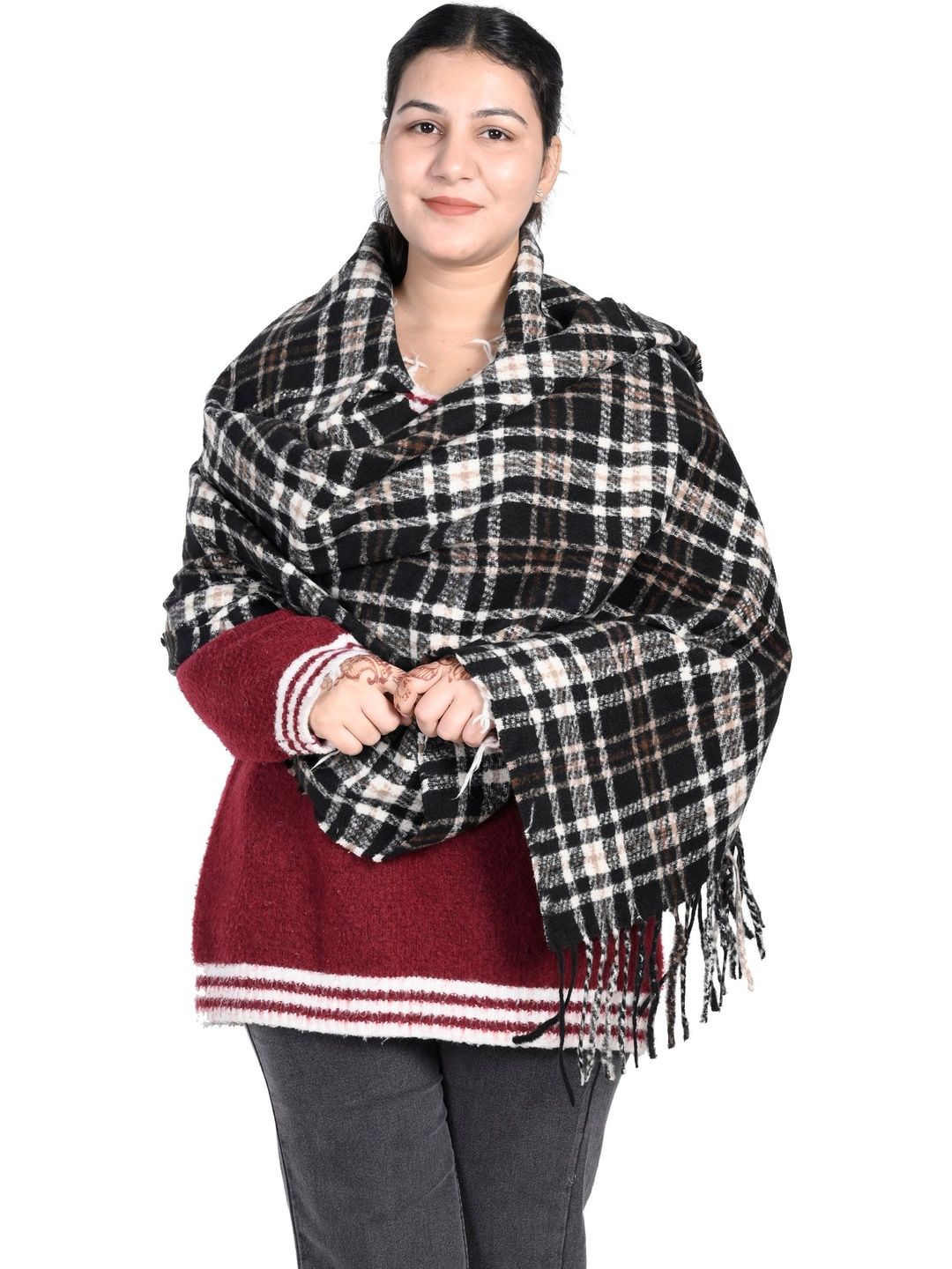 Cazzano Women Striped Woven Design Shawl