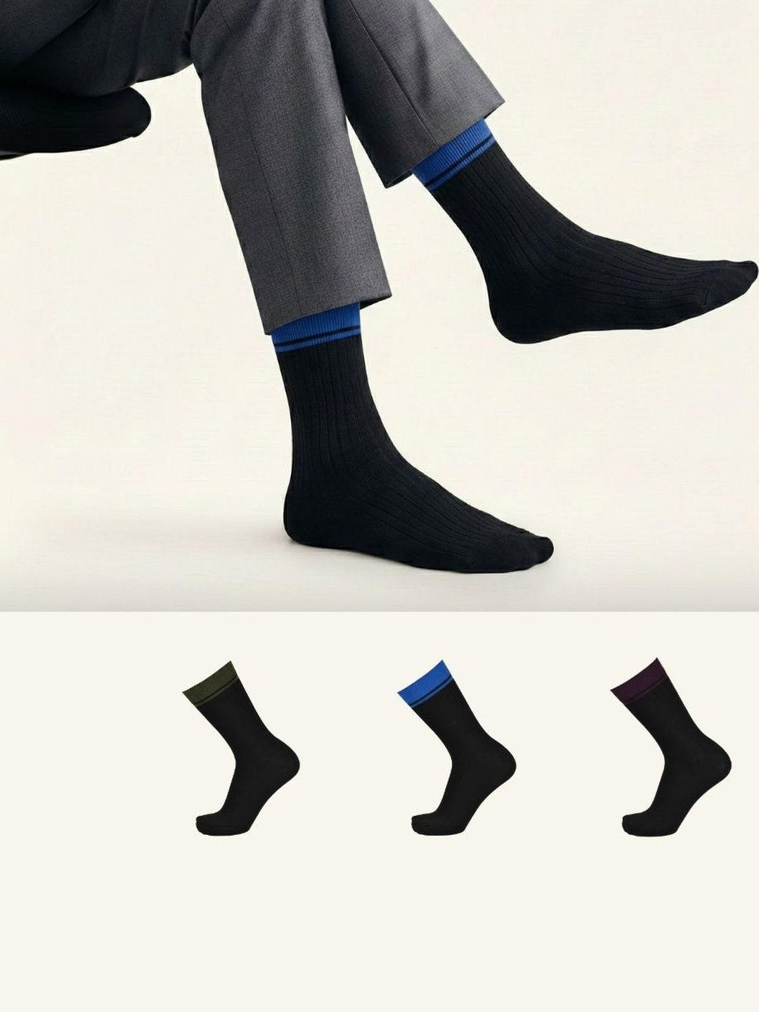 The Sock Street Unisex Assorted Colourblocked Calf Length Socks