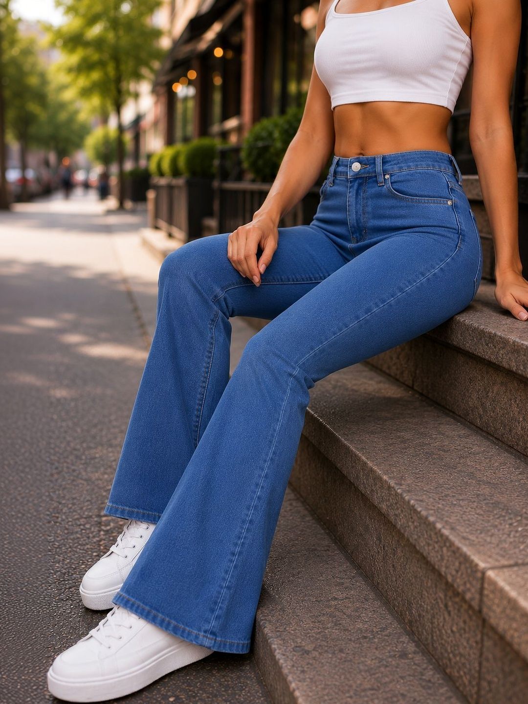 ZARISTAA Women Jean Flared High-Rise Stretchable Jeans