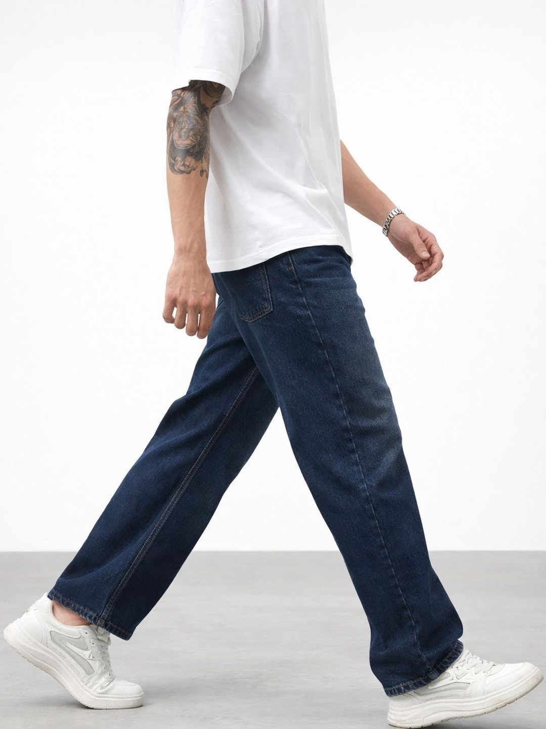BREXX Men Comfort Straight Fit Mid-Rise Stretchable Jeans