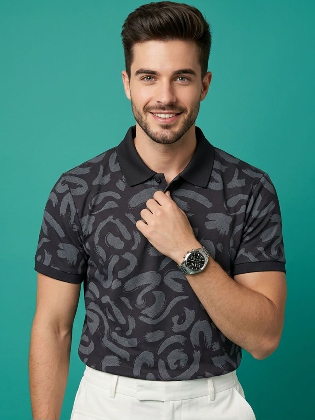 SZN Men Printed Polo Collar T-shirt