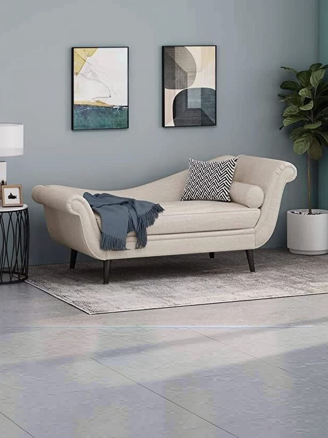 INDIAWOODMART Beige Textured Wooden 3 Seater Sofa