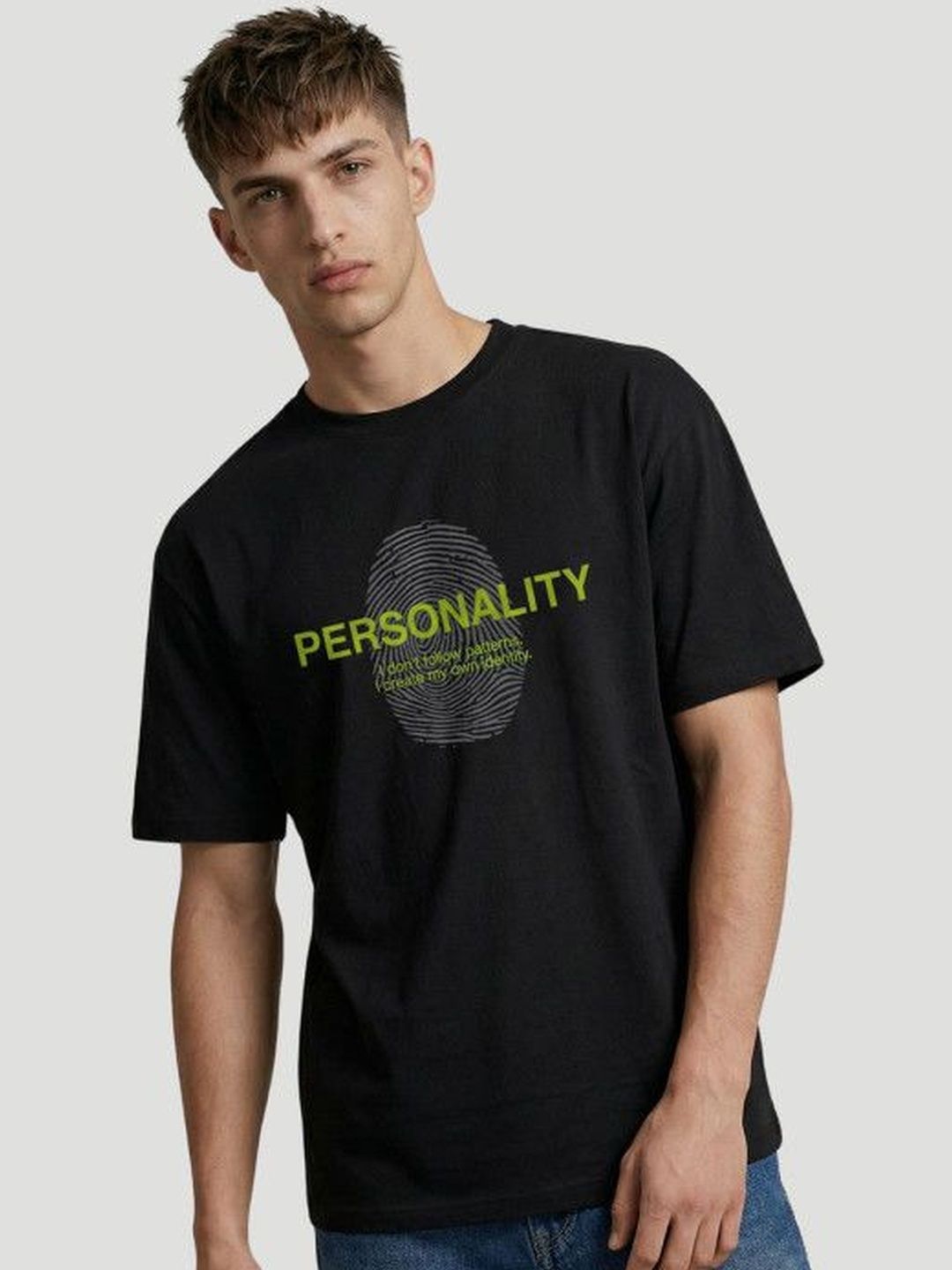 High Star Men Typography Printed Drop-Shoulder Sleeves T-shirt