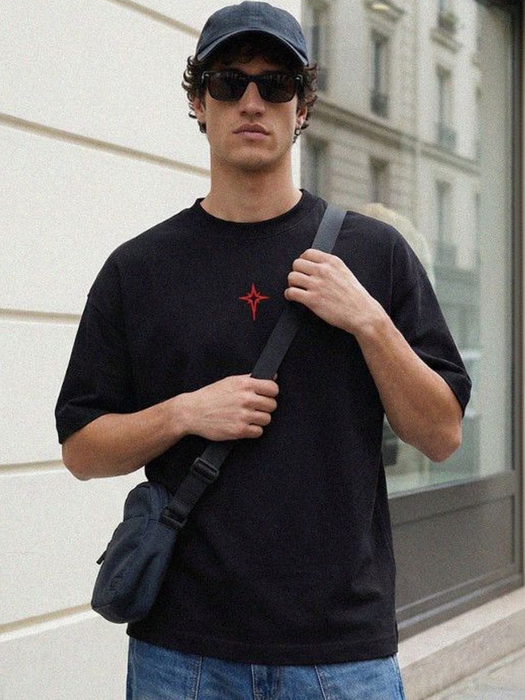 High Star Men Printed Round Neck Oversized T-shirt