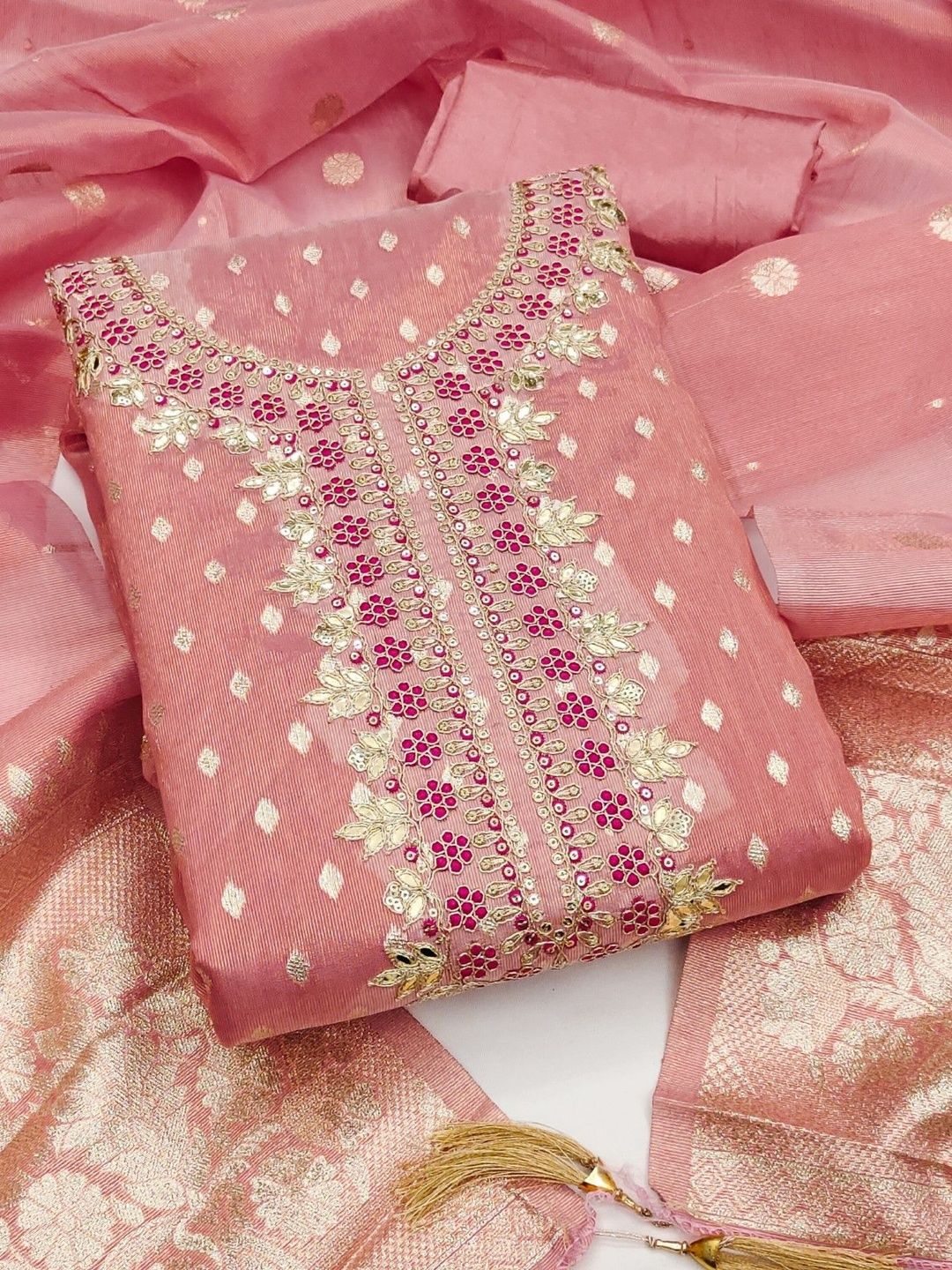 Rangtulika Ethnics Embroidered Unstitched Dress Material
