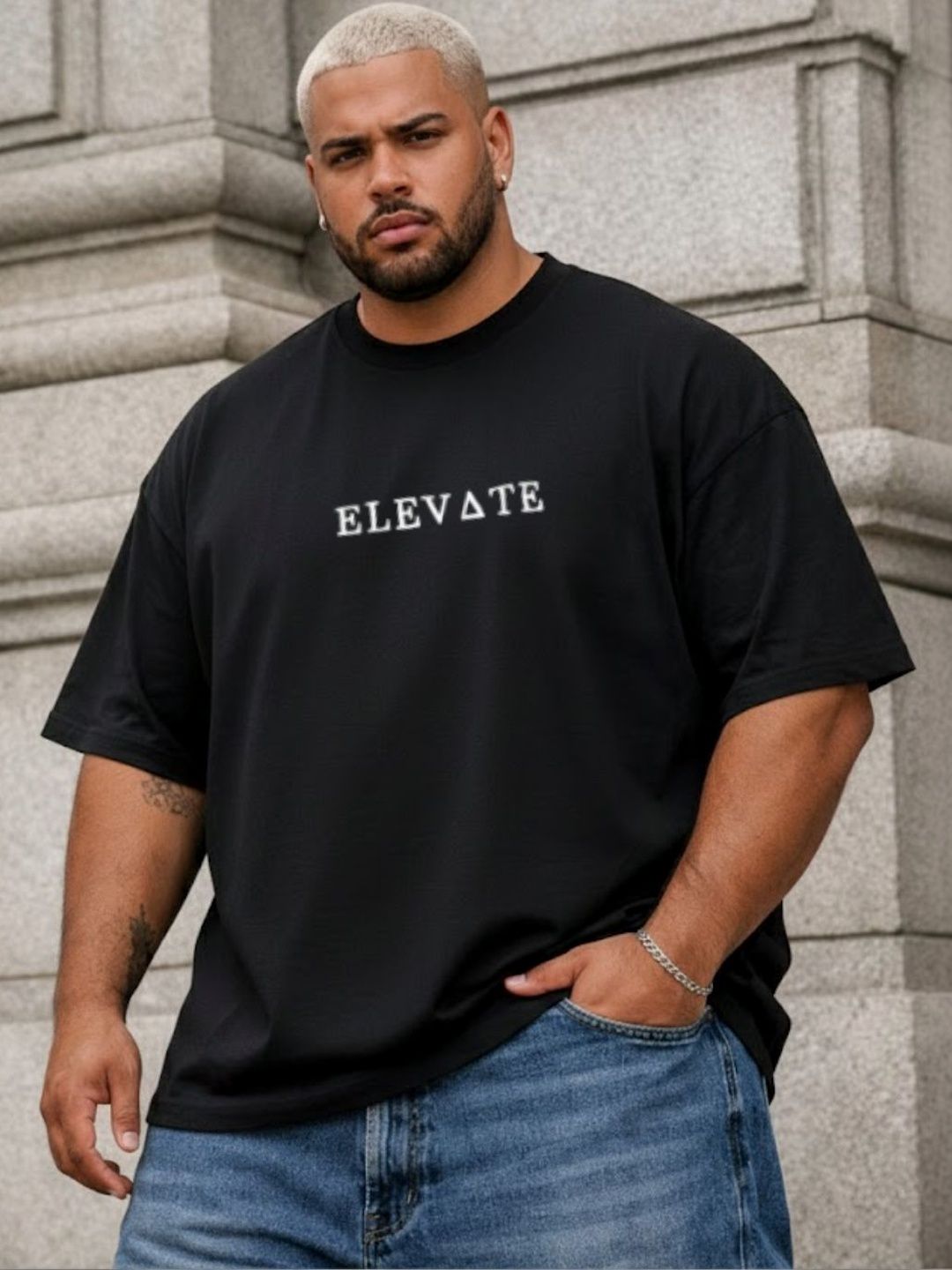 Sztori Men Typography Printed Drop-Shoulder Sleeves T-shirt